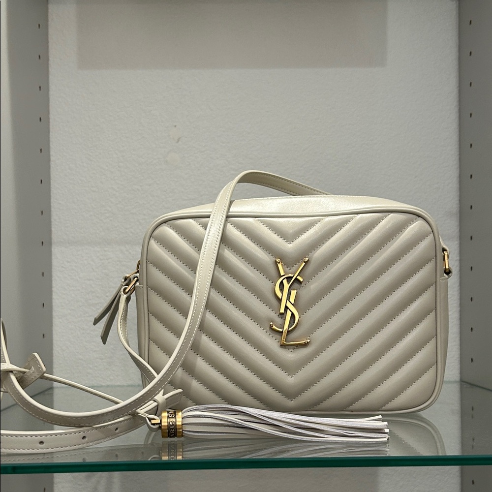 Yves Saint Laurent Ivory Quilted Crossbody Bag